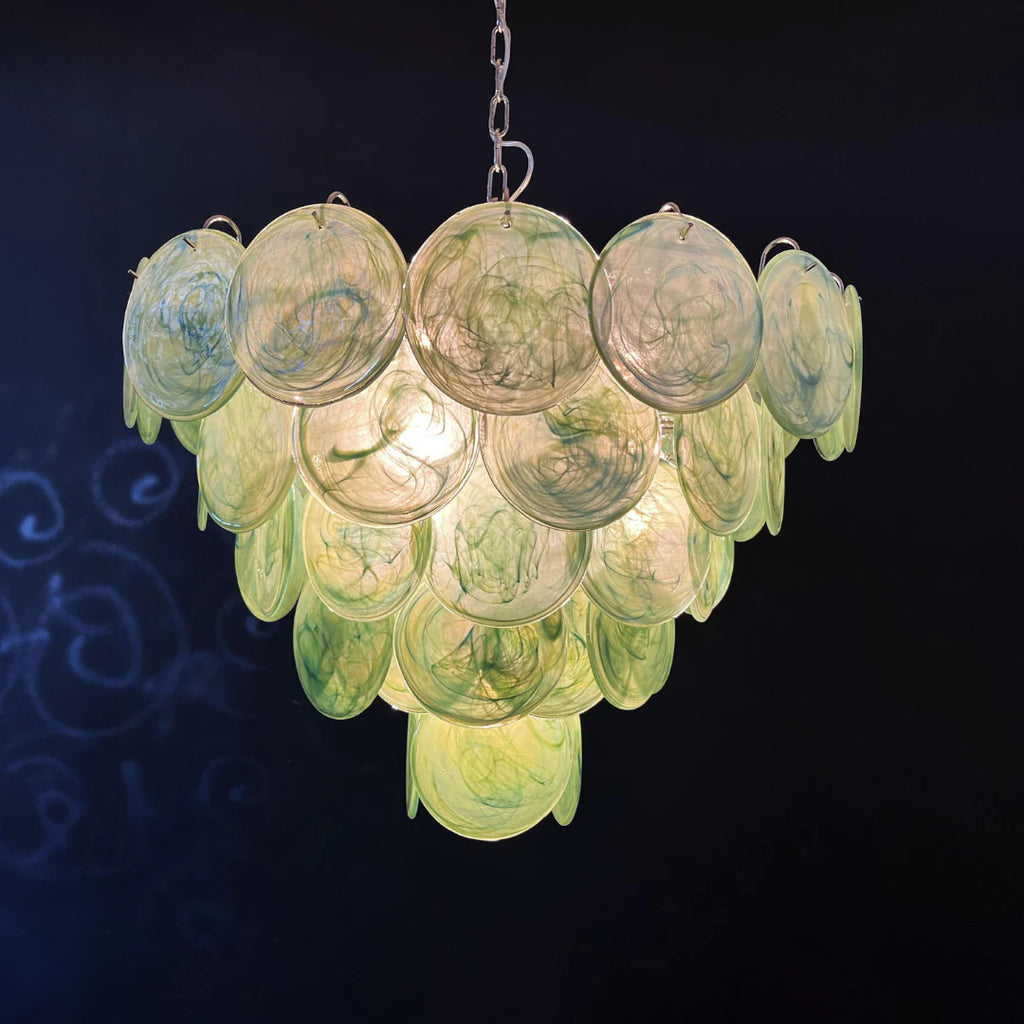 Elegant Green Murano Disc Chandelier