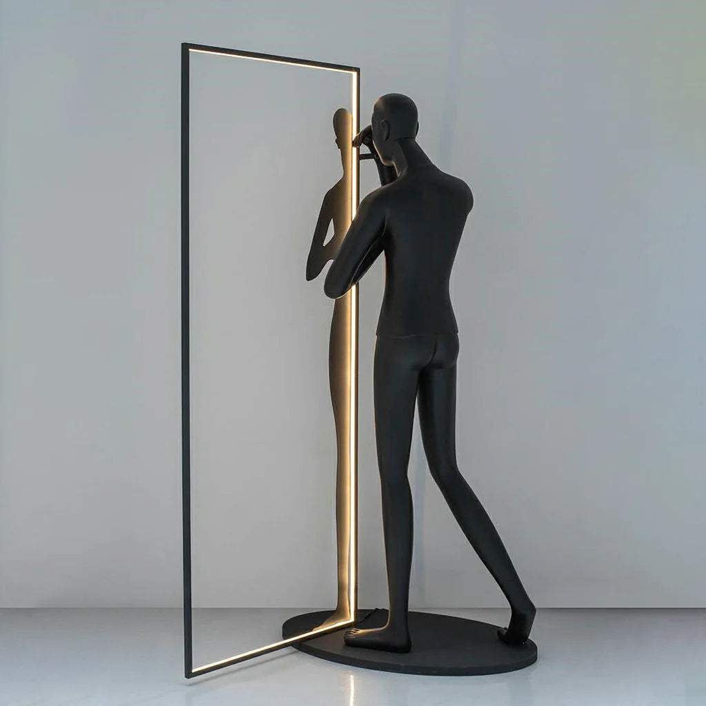 Human Mirror Sculpture Floor Lamp
