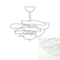 Leaf-Shaped White Textured Glass Chandelier