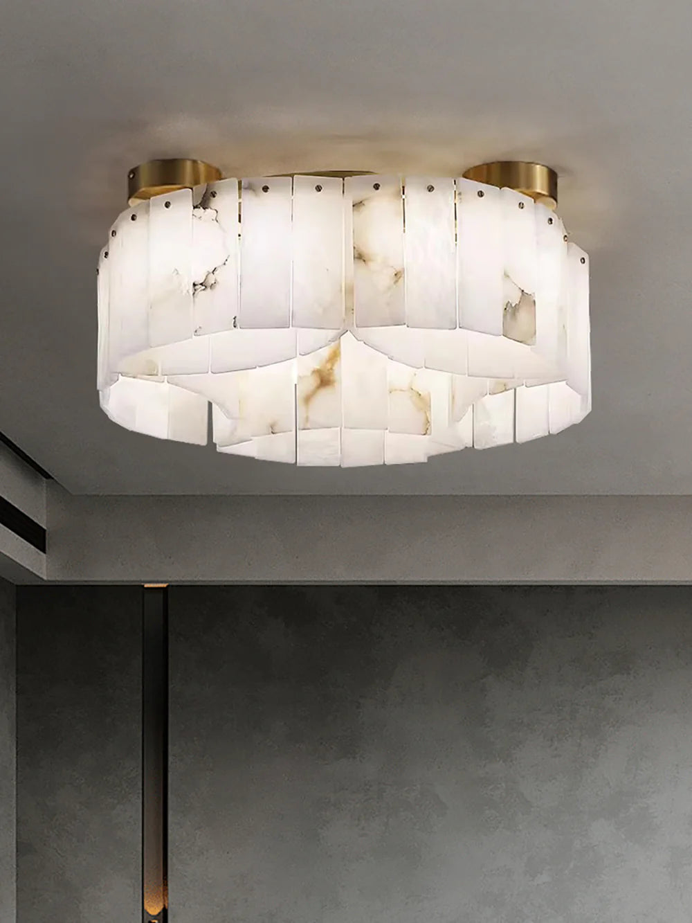 Luxe White Alabaster Ceiling Lamp