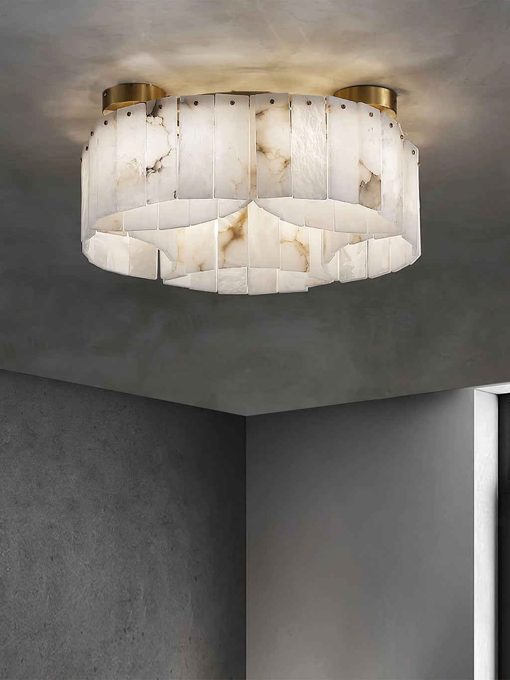 Luxe White Alabaster Ceiling Lamp
