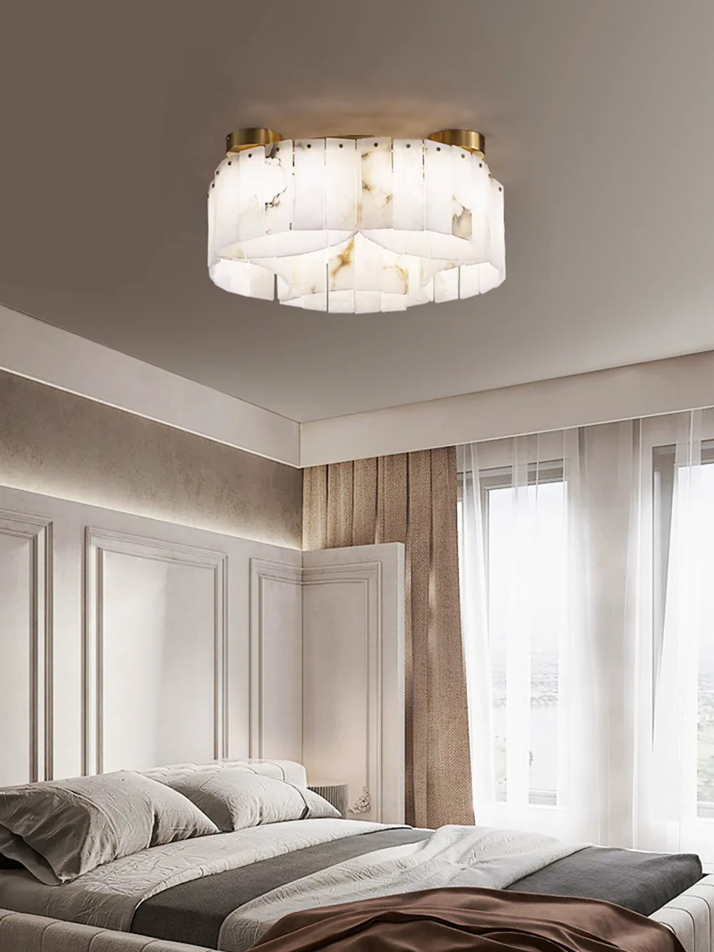 Luxe White Alabaster Ceiling Lamp