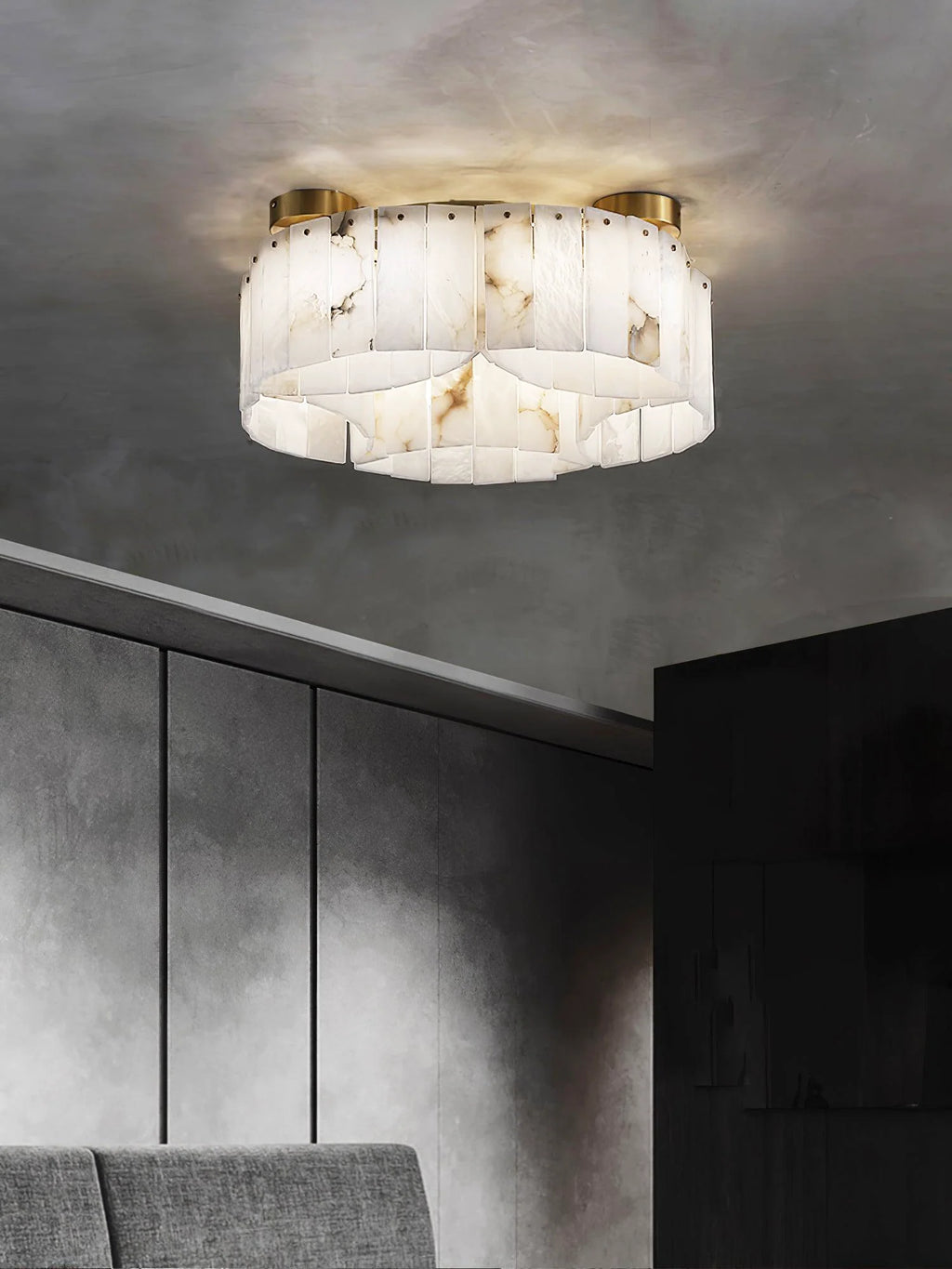 Luxe White Alabaster Ceiling Lamp