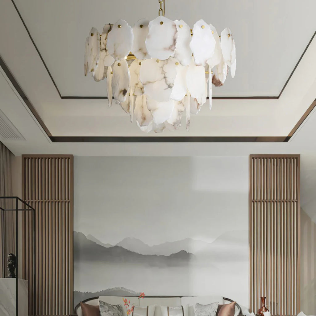 Luxury Alabaster Brass Chandelier