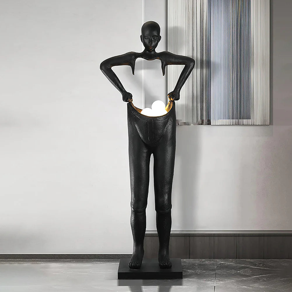 Man Carrying Pants Statue Floor Lamp