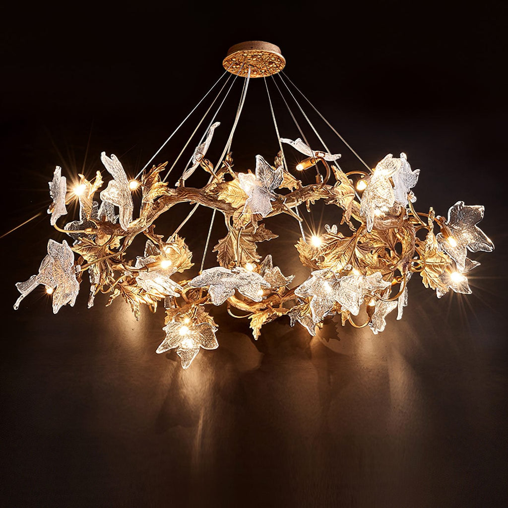 Maple Leaf Brass Chandelier
