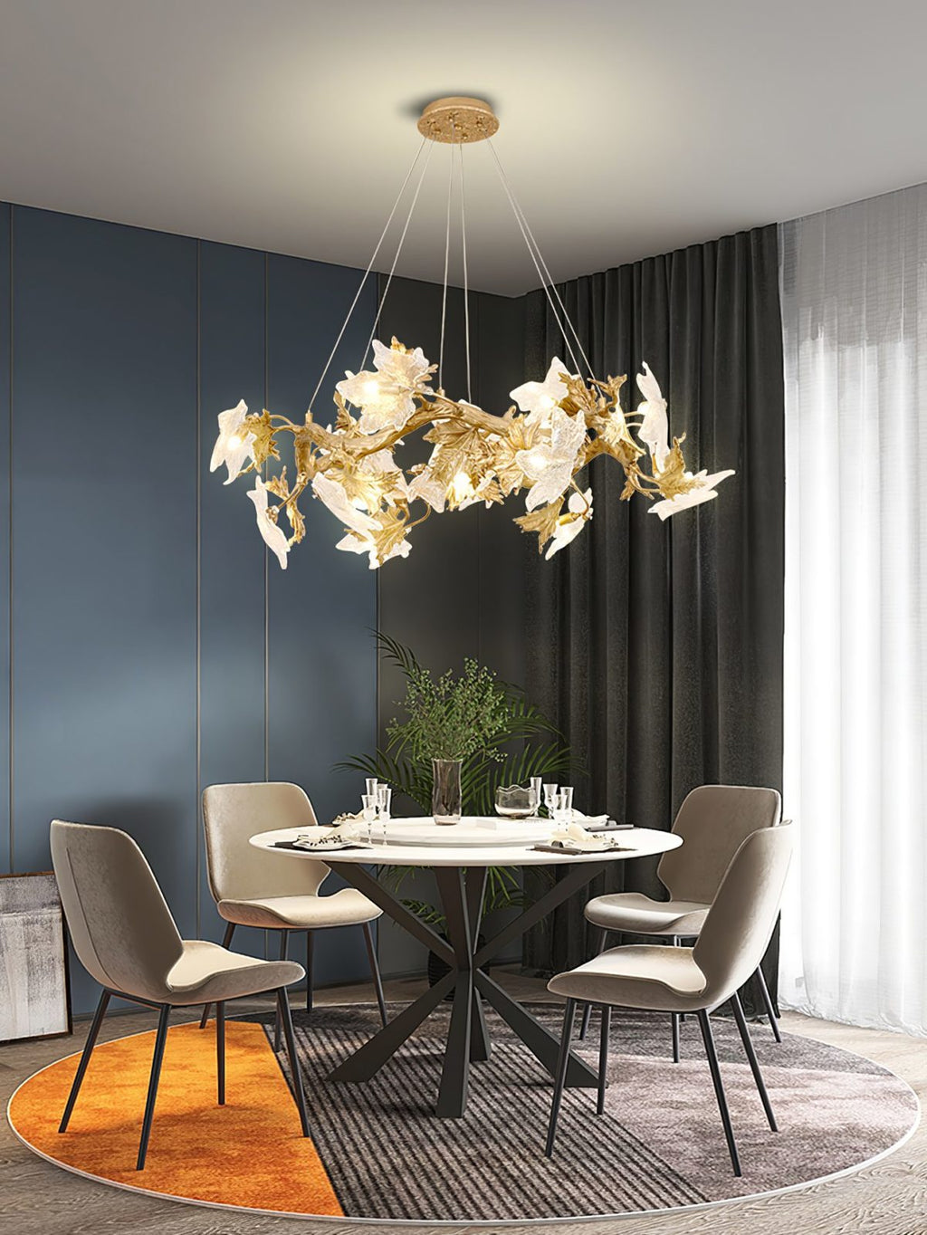 Maple Leaf Brass Chandelier