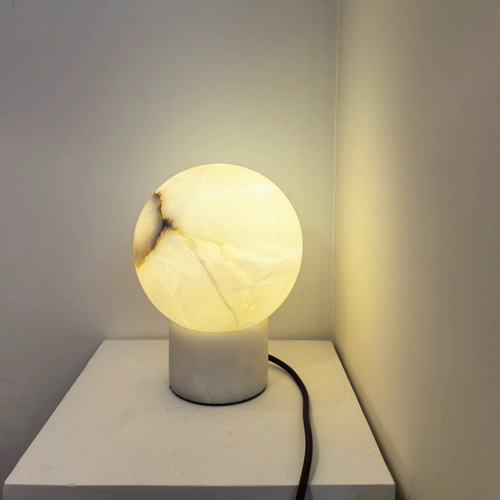 Alabaster Ball Round Table Lamp