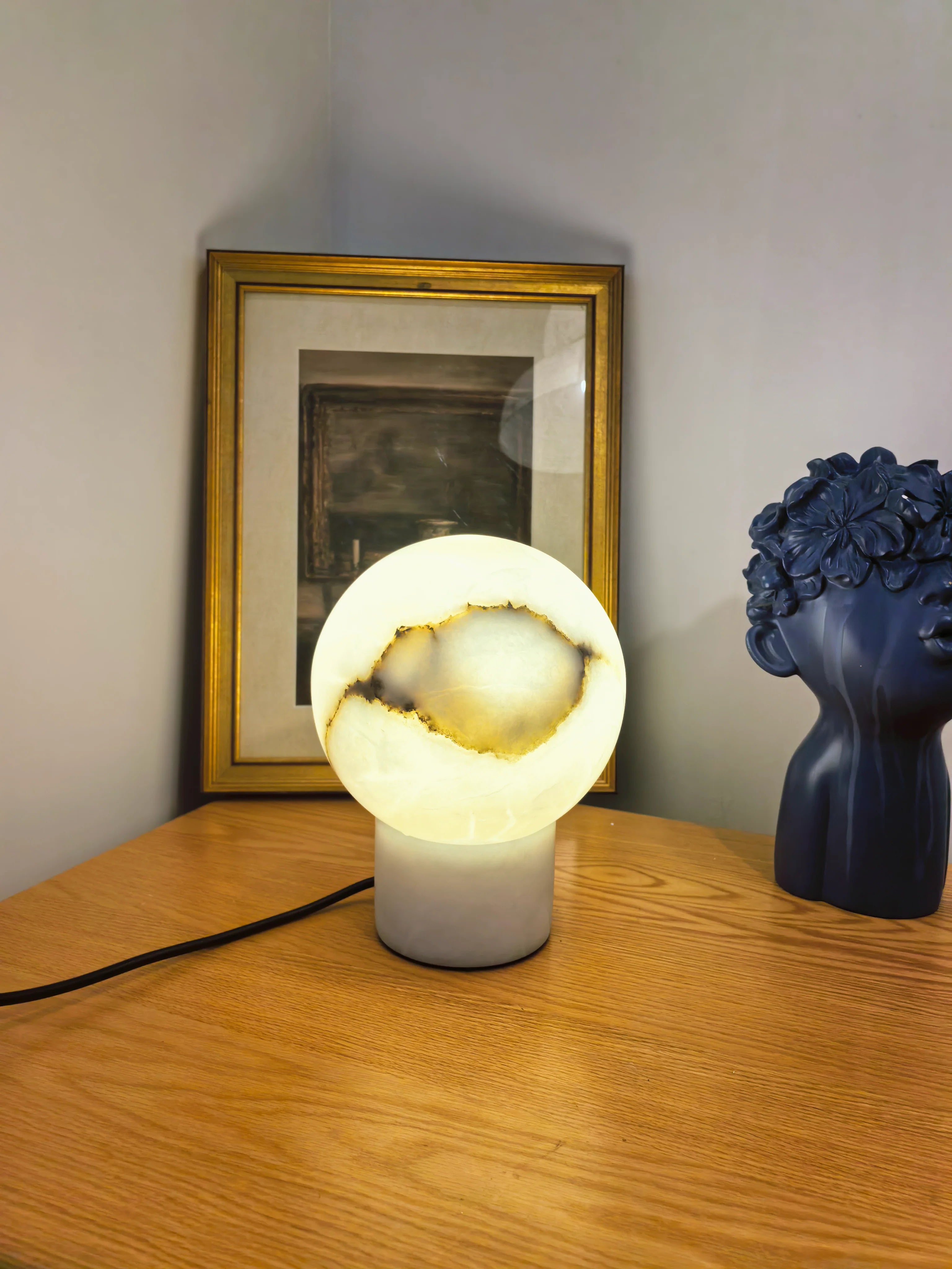 Alabaster Ball Round Table Lamp