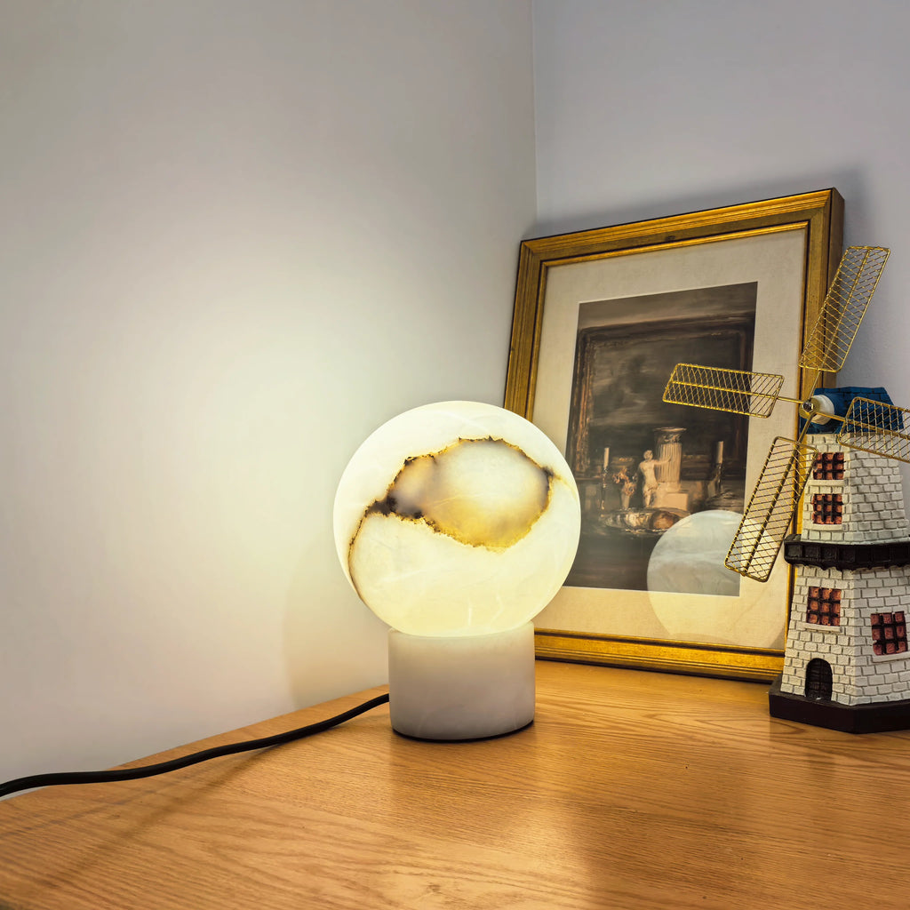 Alabaster Ball Round Table Lamp