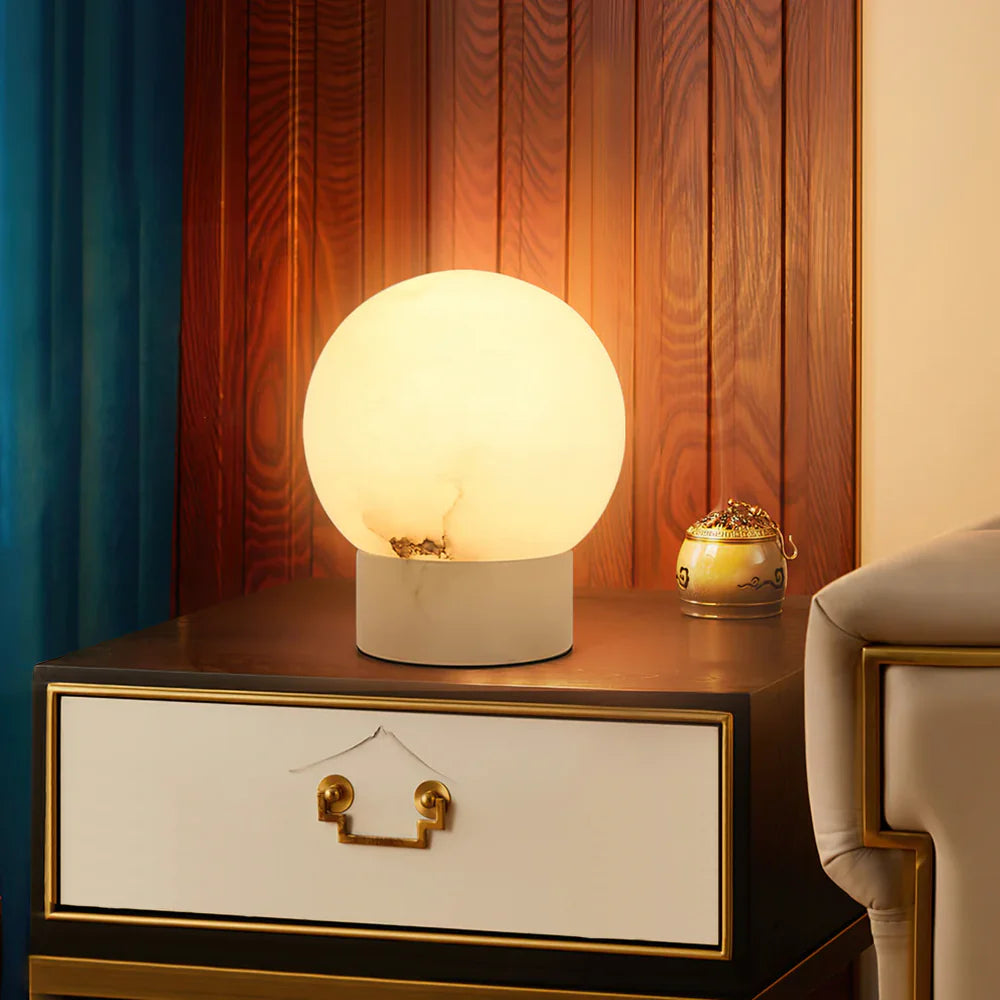 Alabaster Ball Round Table Lamp