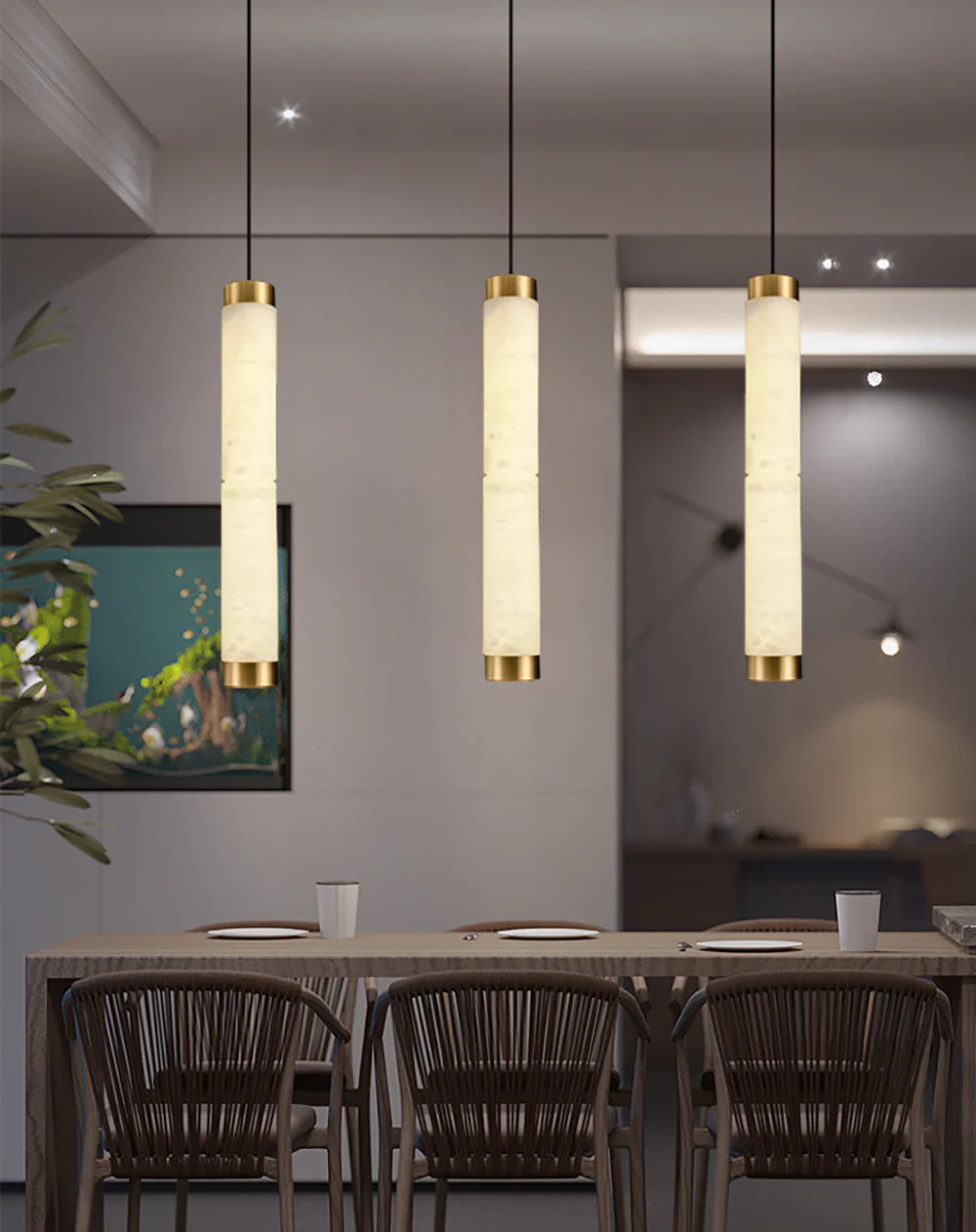 Strip Alabaster Chandelier