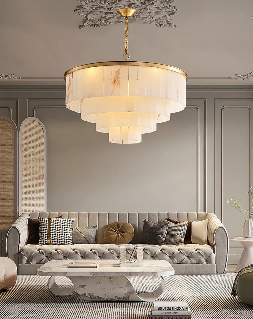 Modern Marble Tiered Chandelier