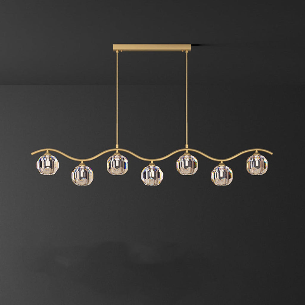 Minimalist Wave Glass Orb Chandelier