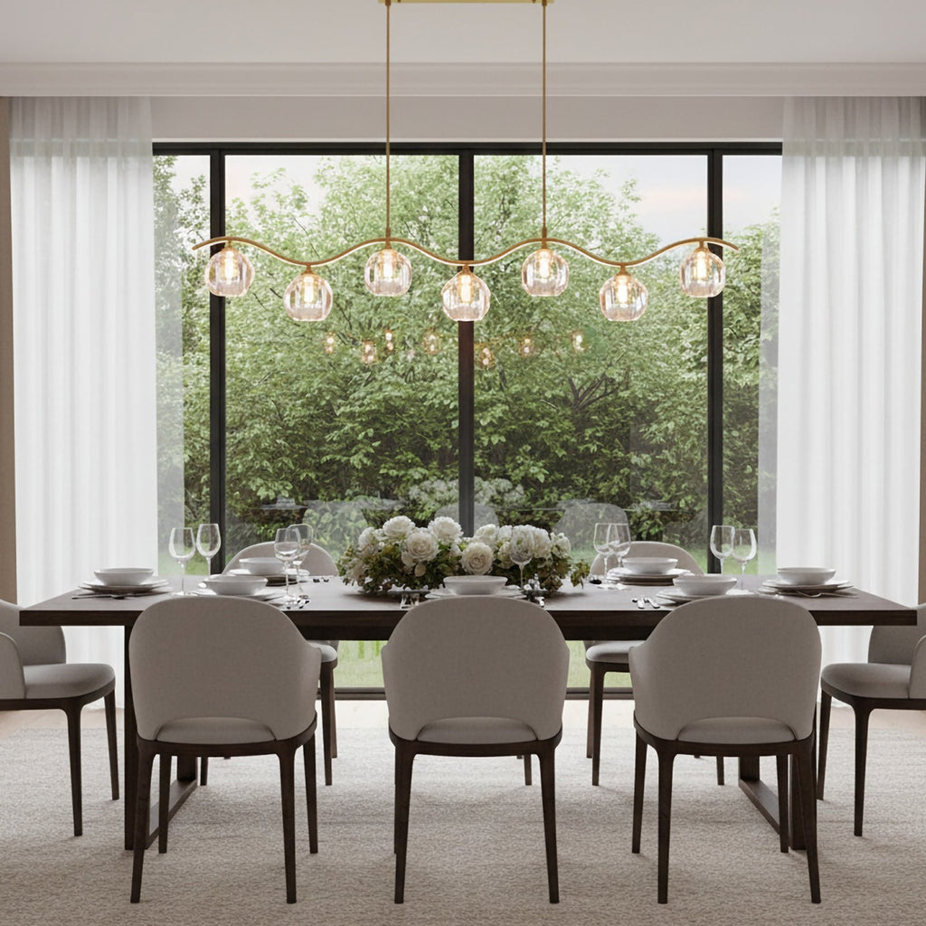 Minimalist Wave Glass Orb Chandelier