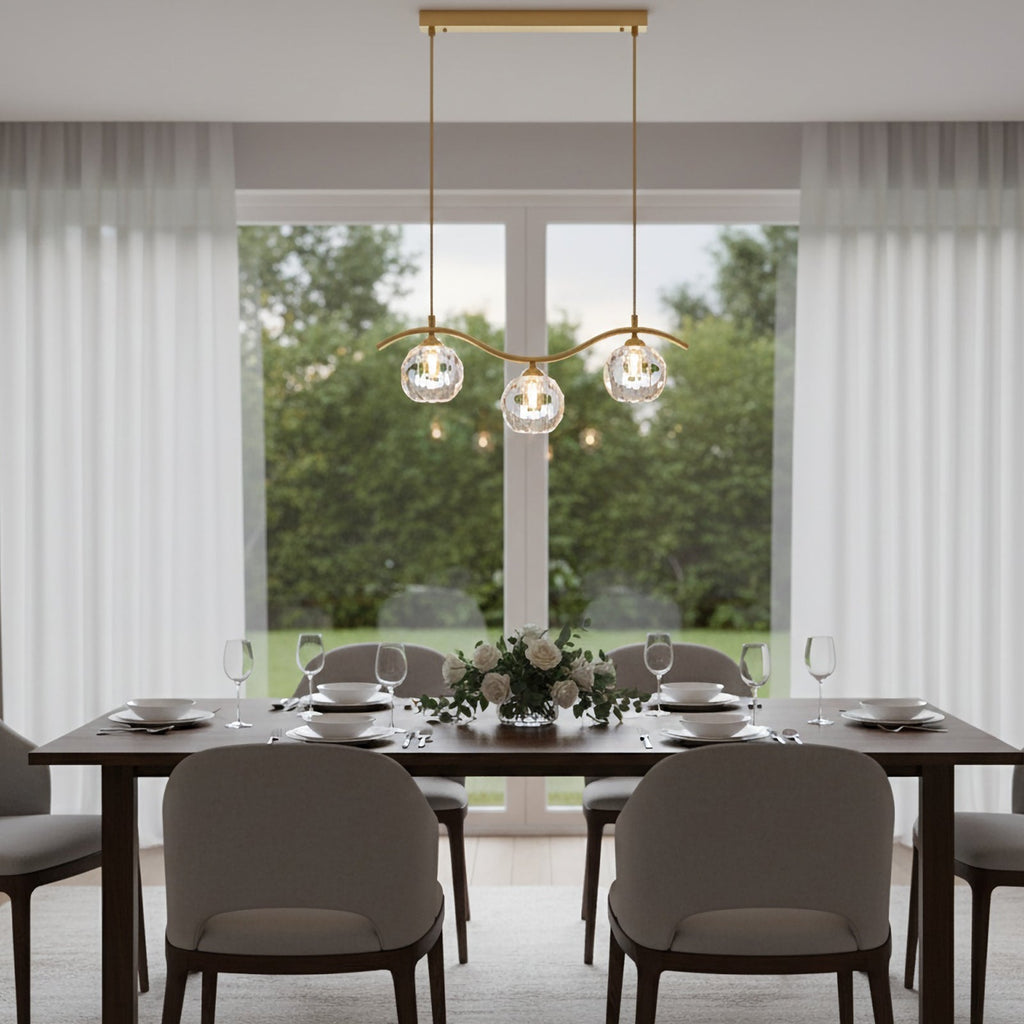 Minimalist Wave Glass Orb Chandelier