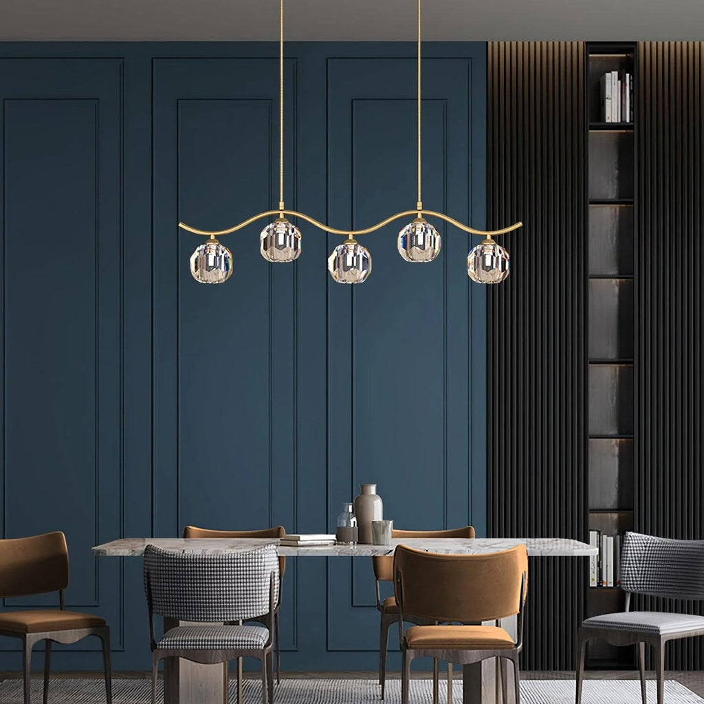 Minimalist Wave Glass Orb Chandelier