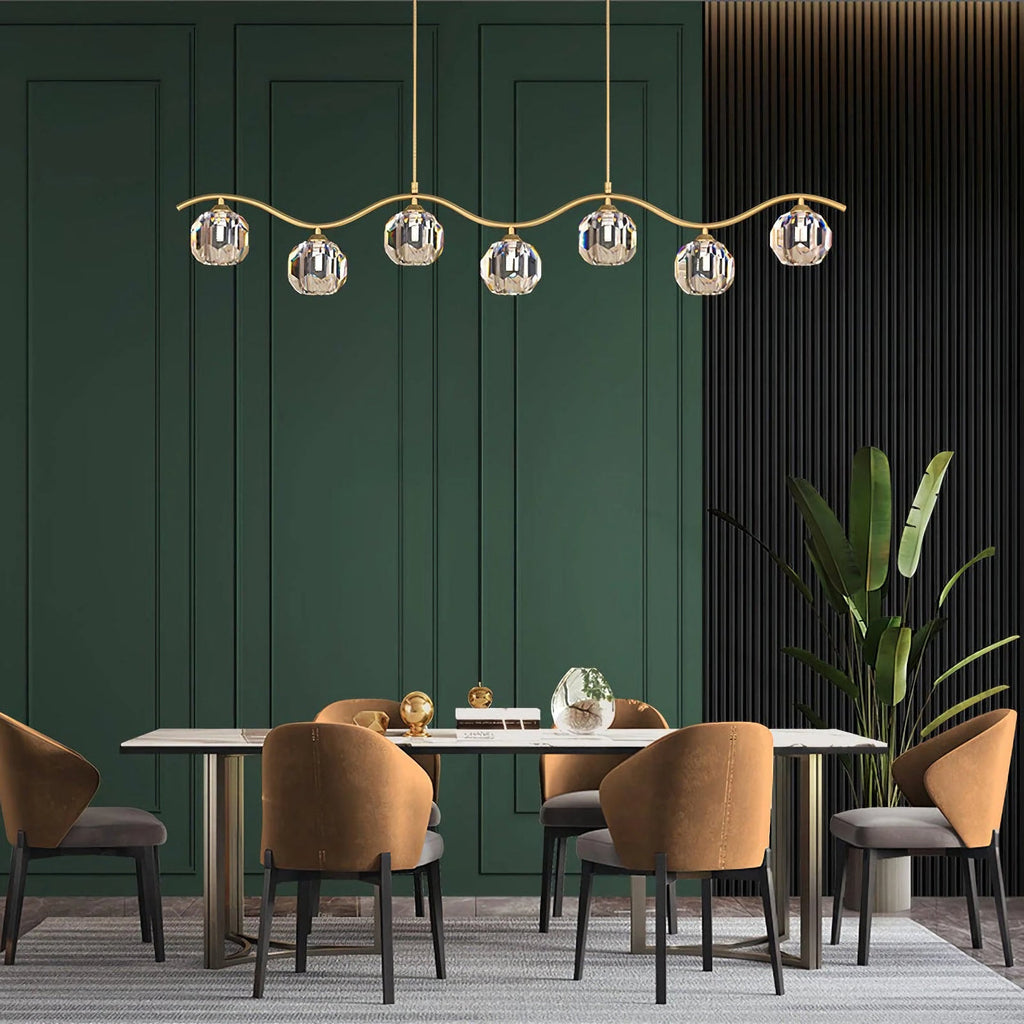 Minimalist Wave Glass Orb Chandelier