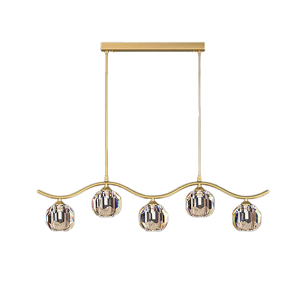 Minimalist Wave Glass Orb Chandelier