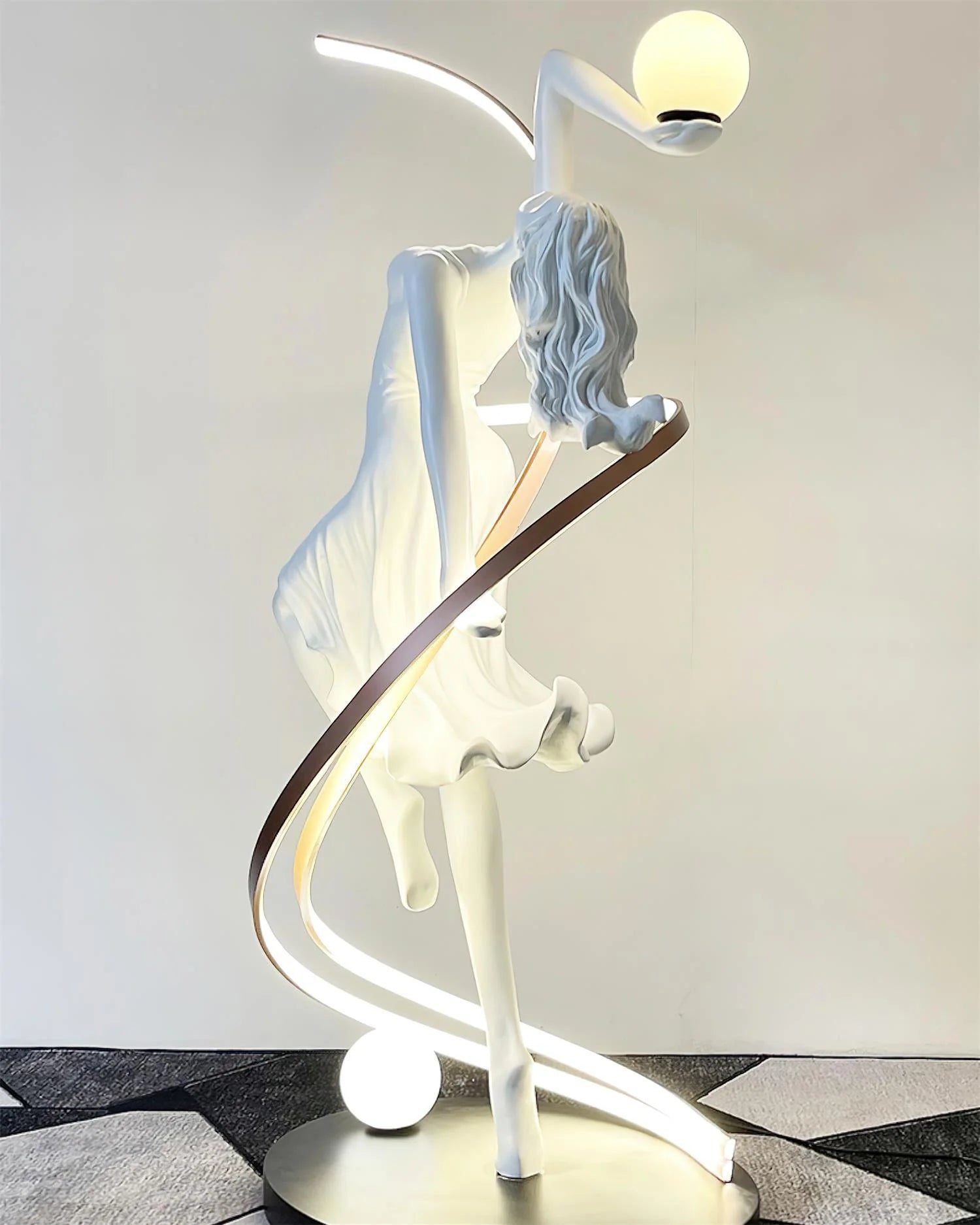 Misha Goddess White Statue Floor Lamp