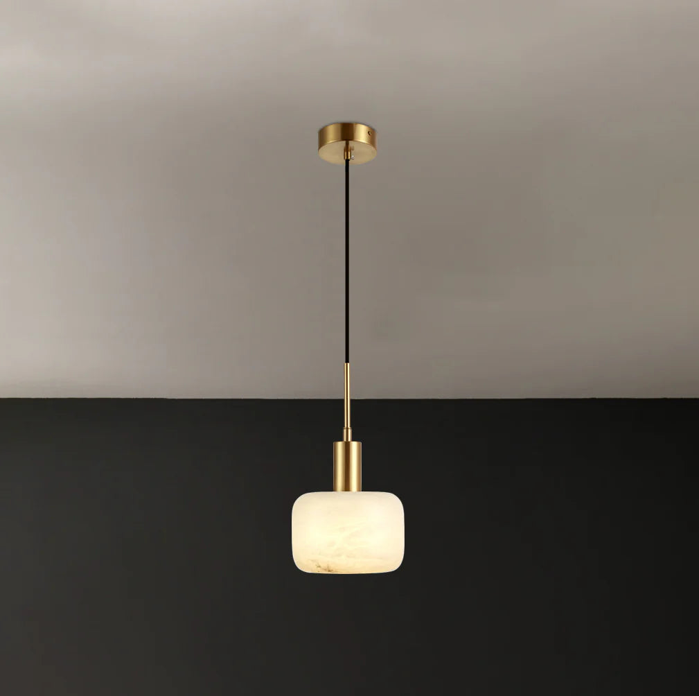 Modern Cylinder Copper Marble Pendant Light