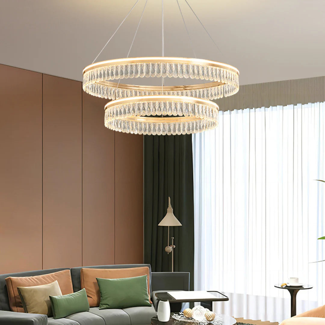Modern Large Crystal Ring Chandelier