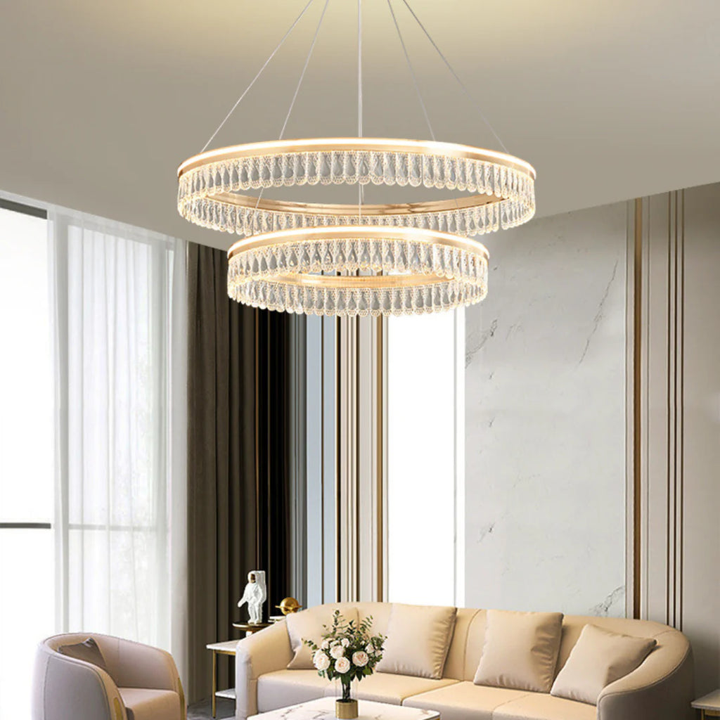 Modern Large Crystal Ring Chandelier