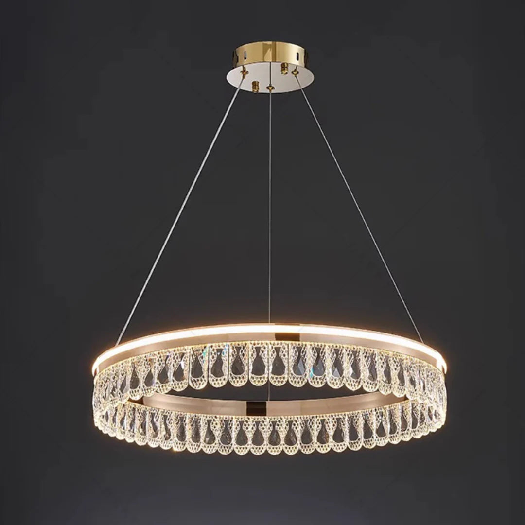 Modern Large Crystal Ring Chandelier