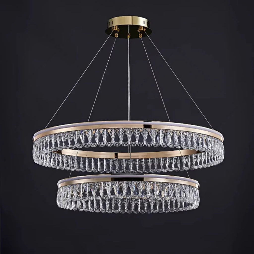 Modern Large Crystal Ring Chandelier