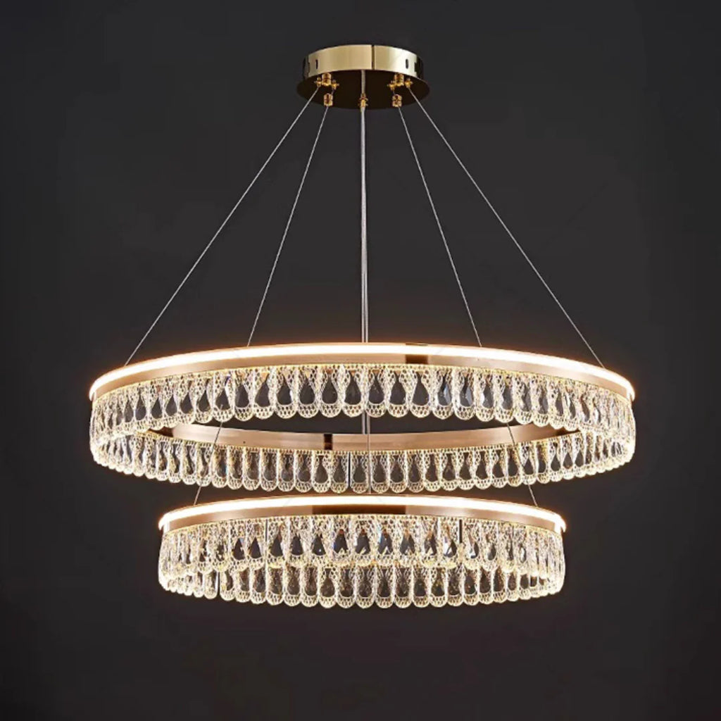 Modern Large Crystal Ring Chandelier