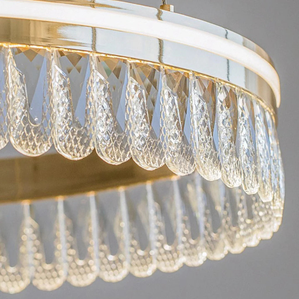 Modern Large Crystal Ring Chandelier