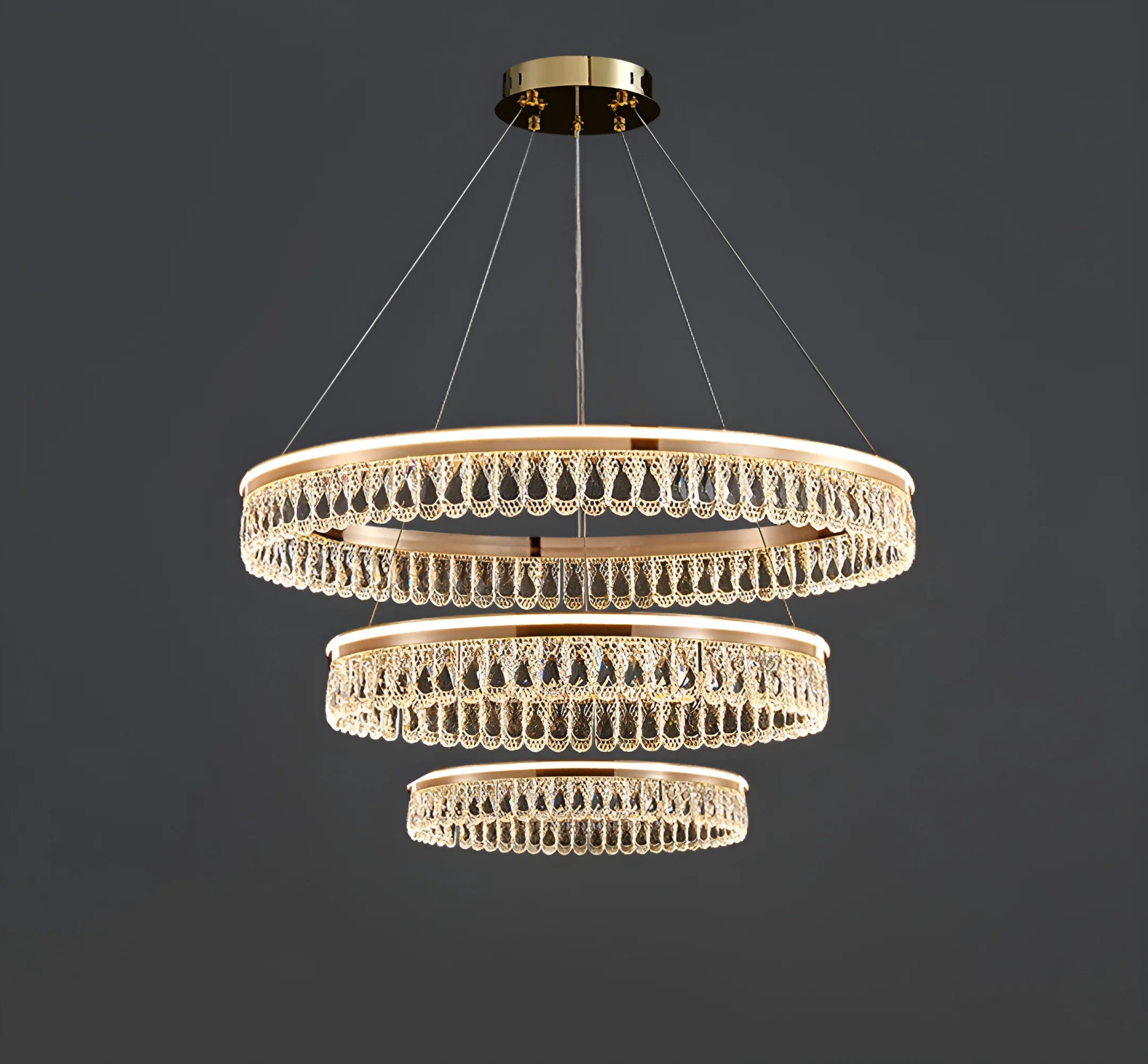 Modern Large Crystal Ring Chandelier