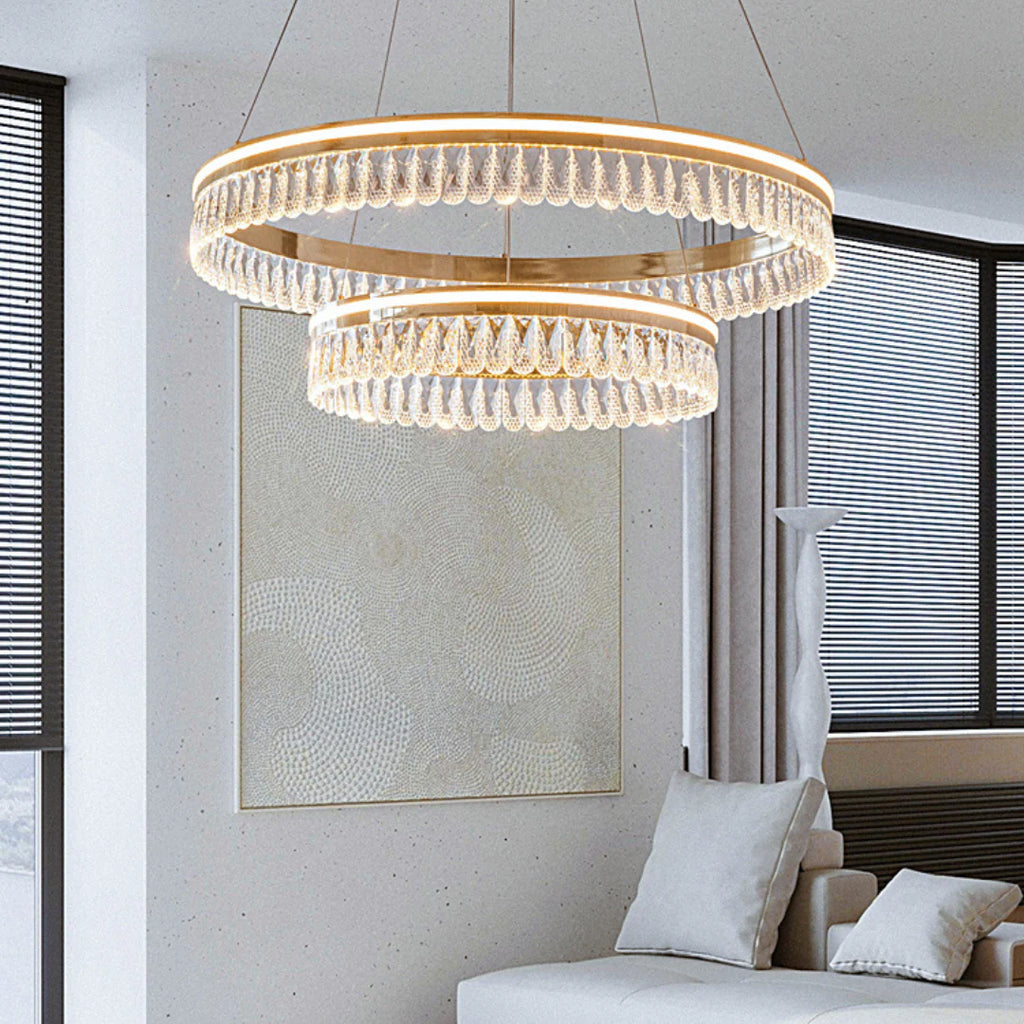 Modern Large Crystal Ring Chandelier