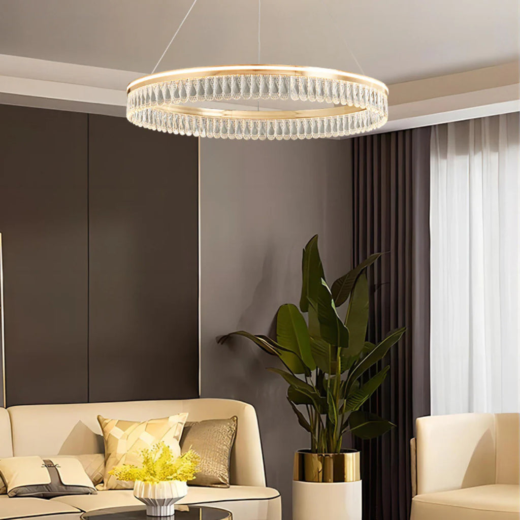 Modern Large Crystal Ring Chandelier