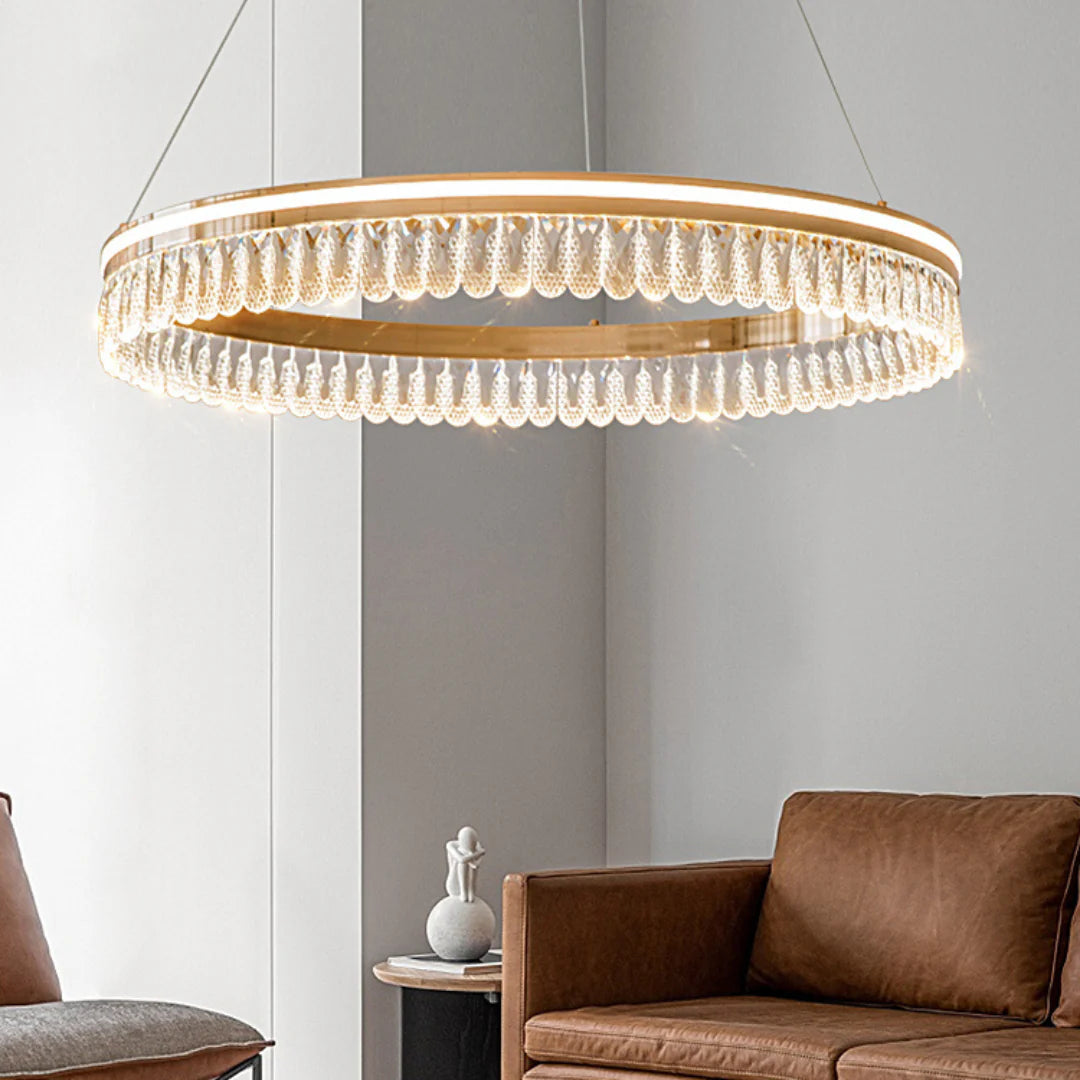 Modern Large Crystal Ring Chandelier