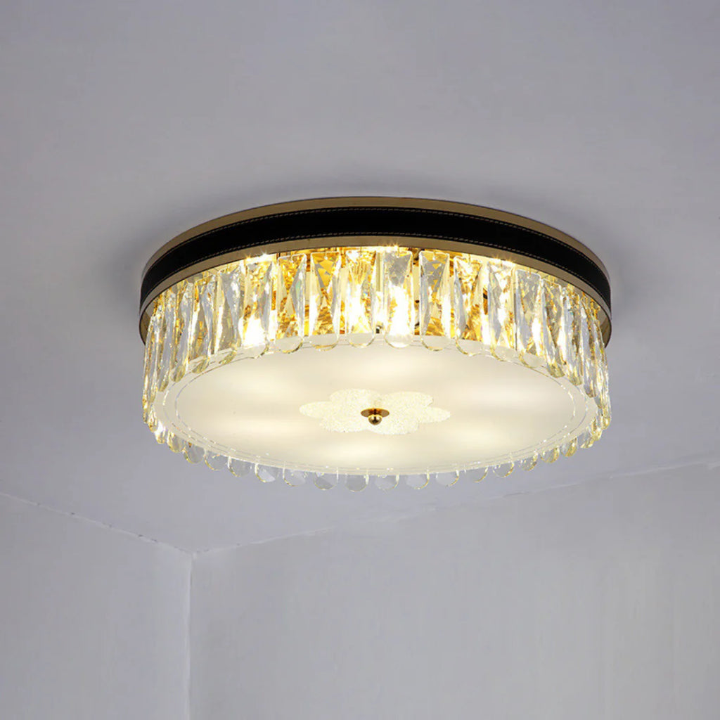 Modern Leather Crystal Ceiling Lamp