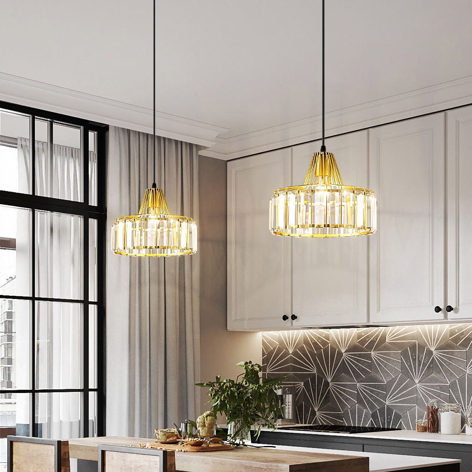 Modern Iron Art Glass Pendant Lamp