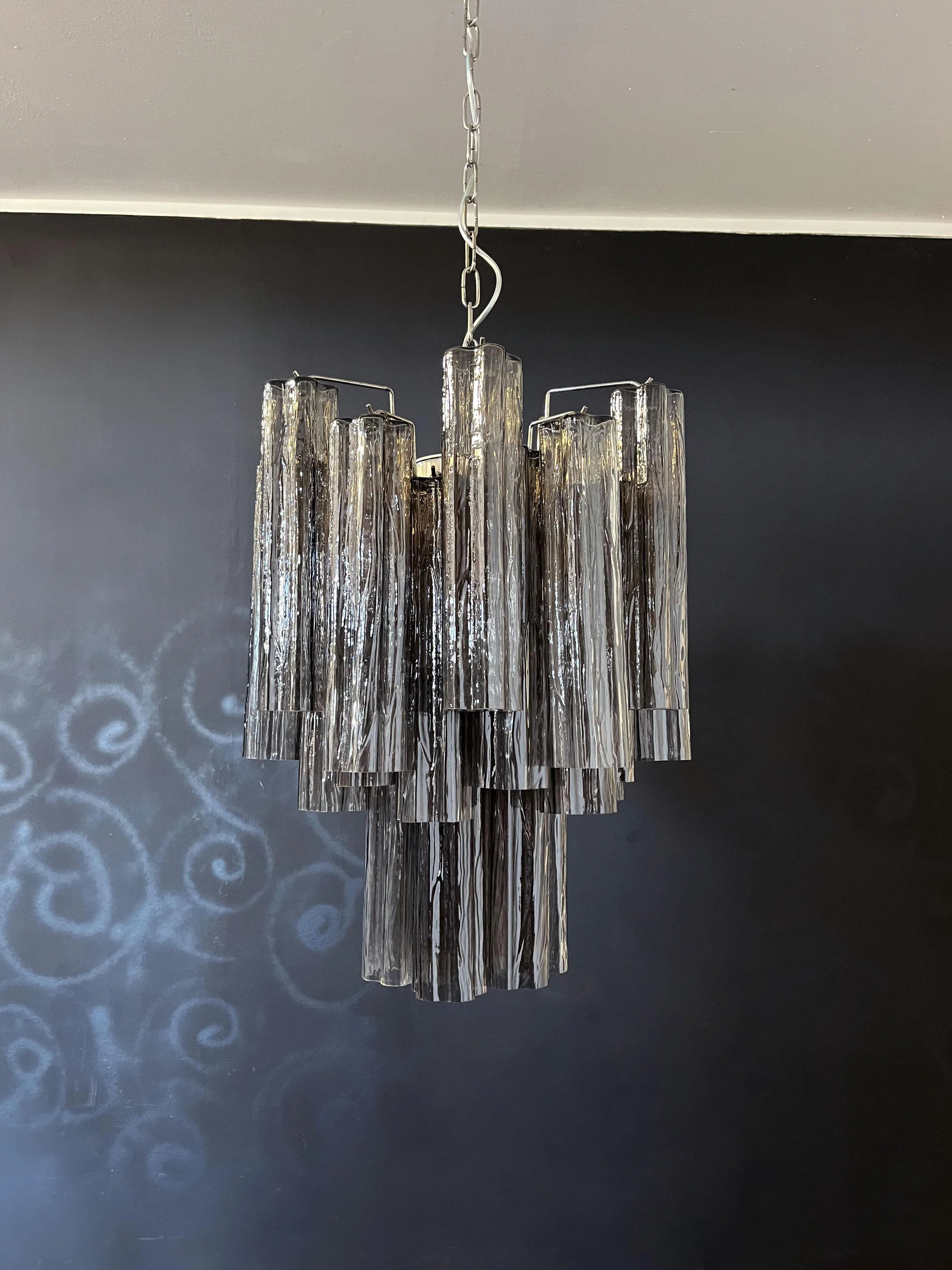 Fantastic Smoked Murano Glass Tube Chandelier