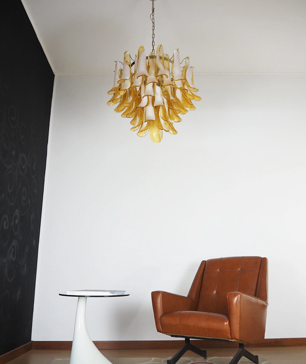 Vintage Caramels Glass Murano Petals Chandelier
