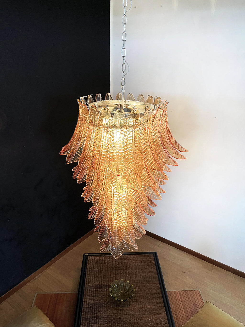 Murano Amber Felch Spiral Chandelier