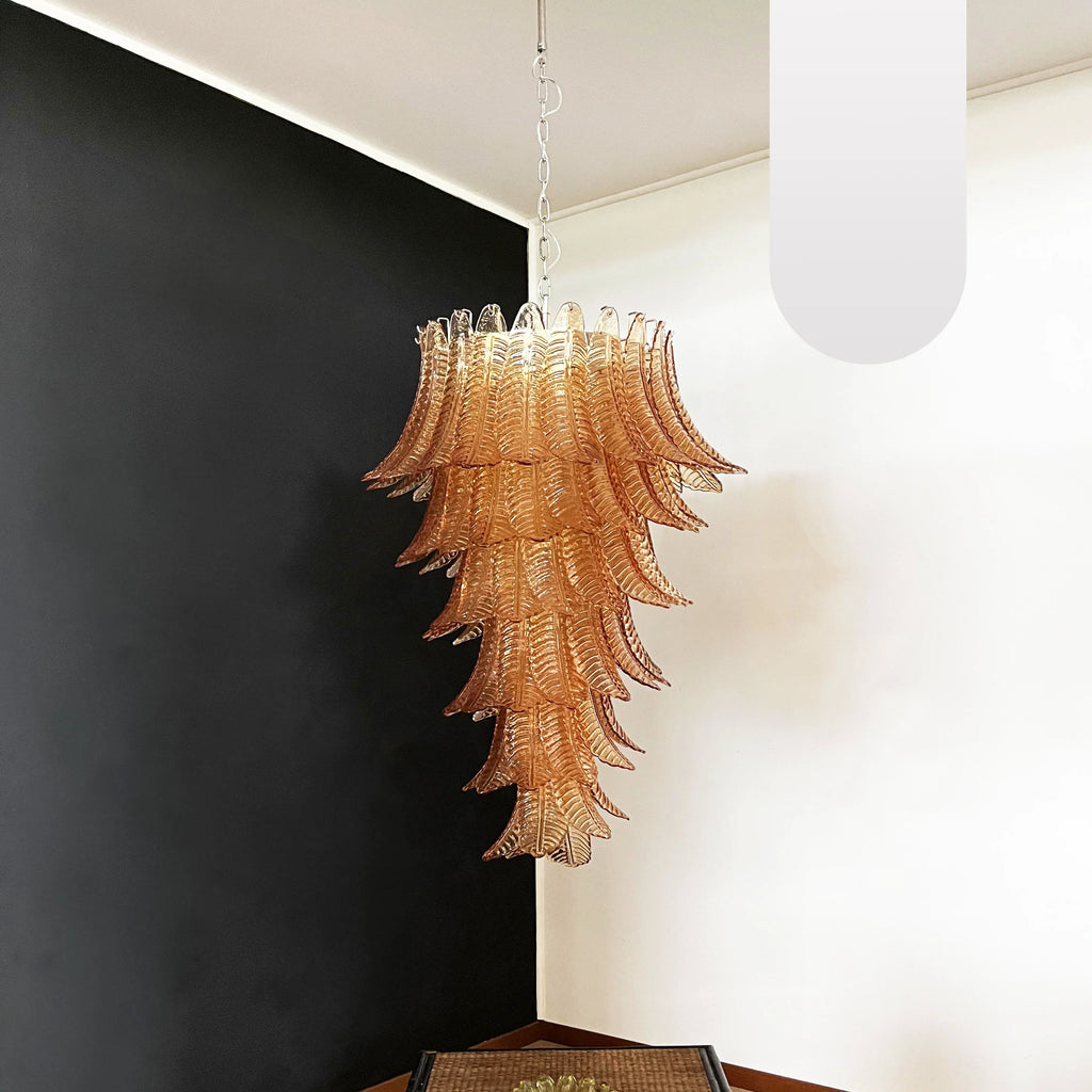 Murano Amber Felch Spiral Chandelier