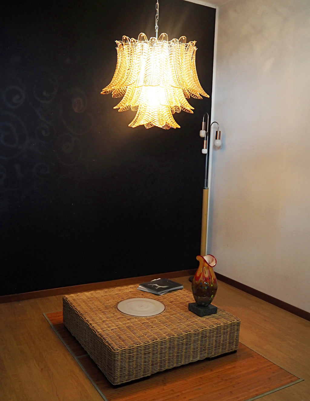 Murano Amber Ferns Glass Chandelier