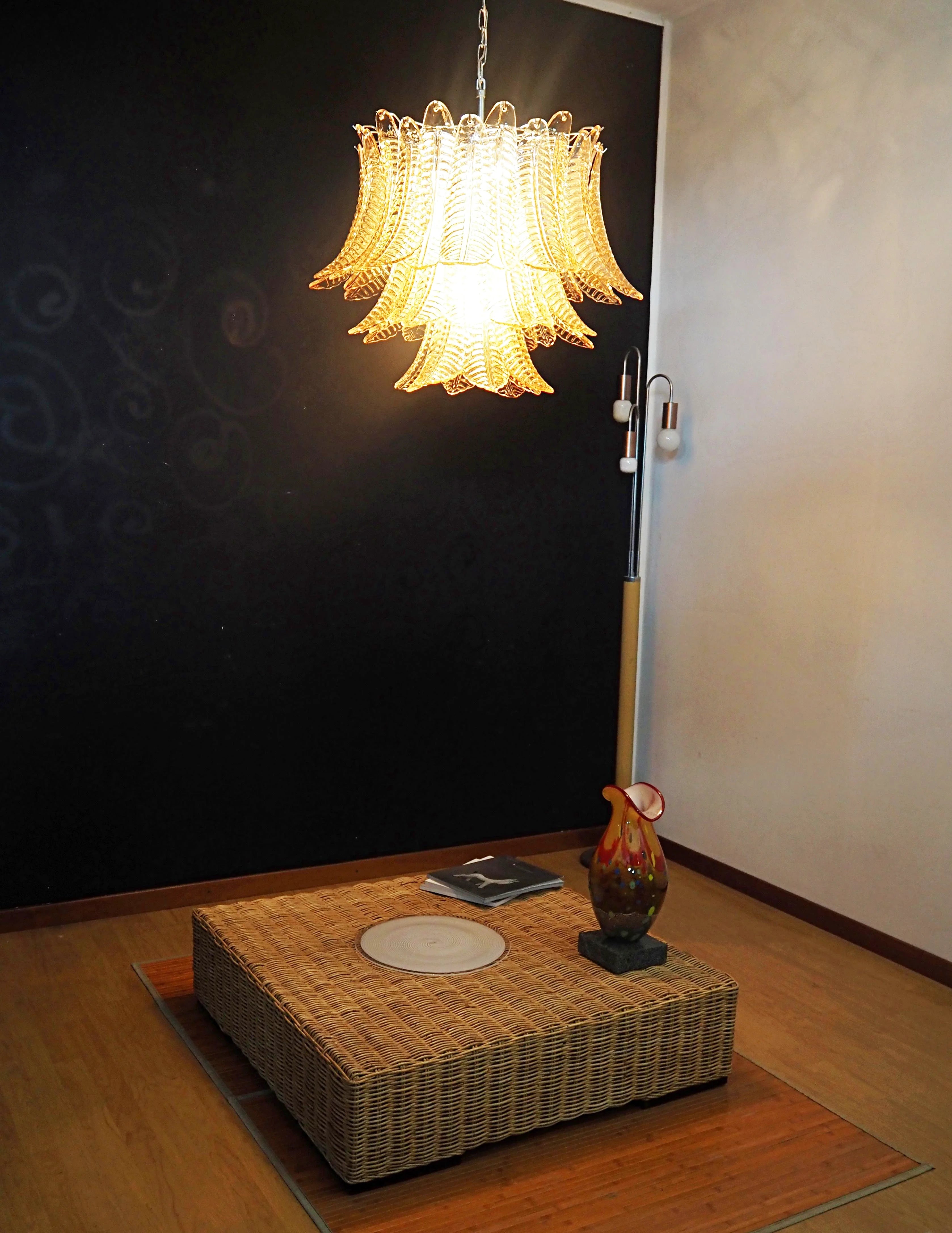 Murano Amber Ferns Glass Chandelier