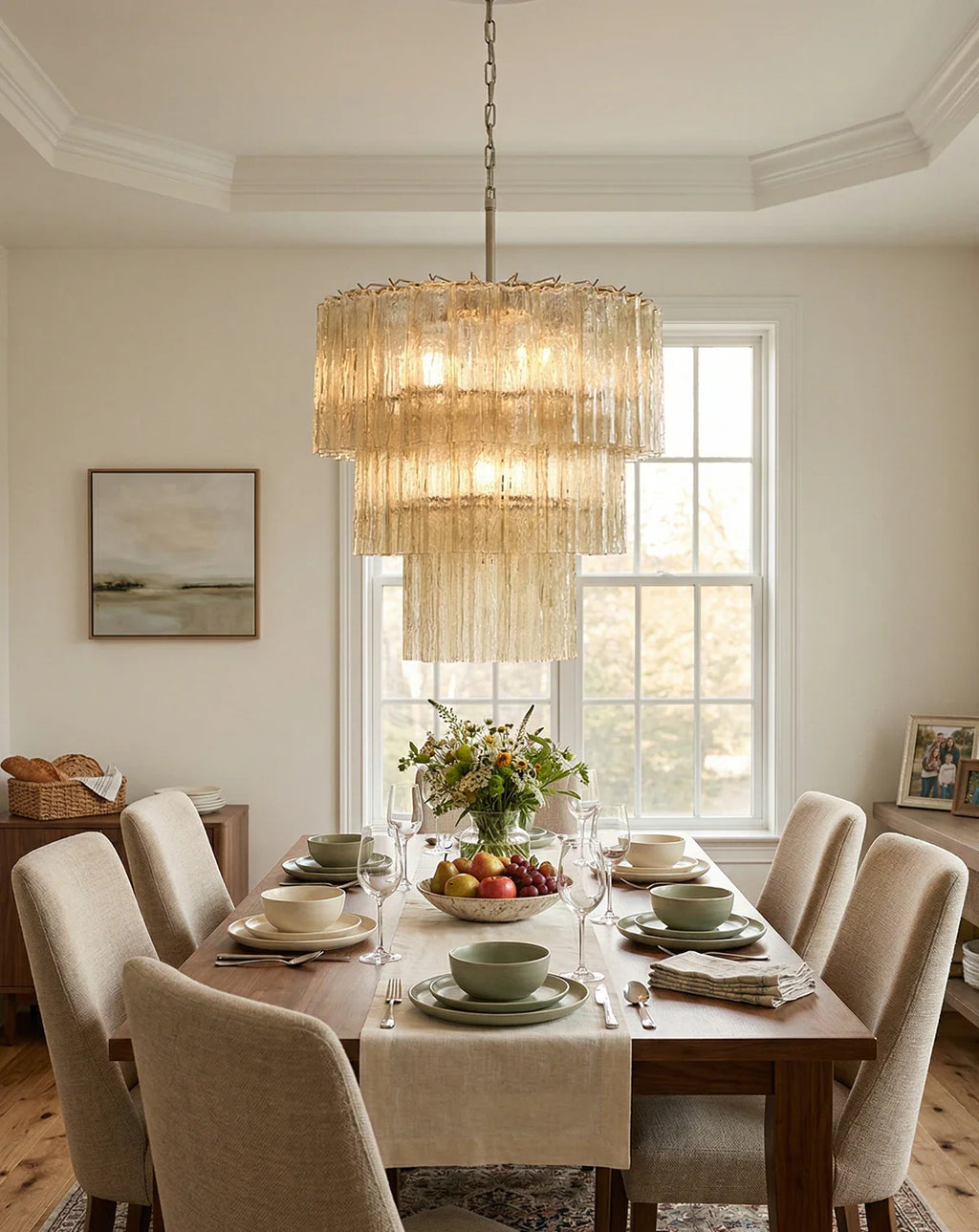 Murano Honey Glass Tube Chandelier