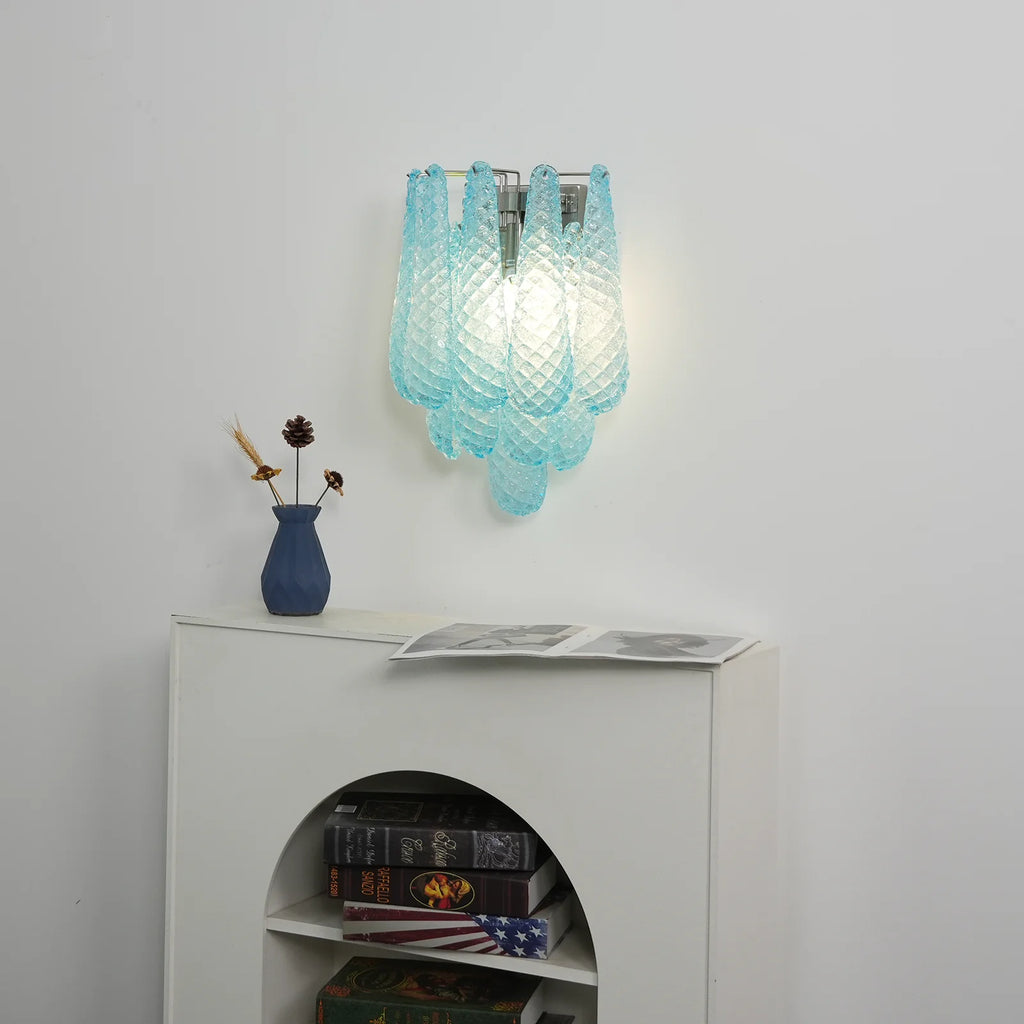 Murano Petals Glass Blue Wall Light
