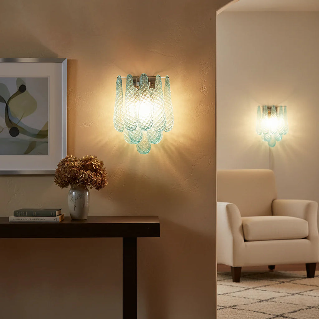 Murano Petals Glass Blue Wall Light
