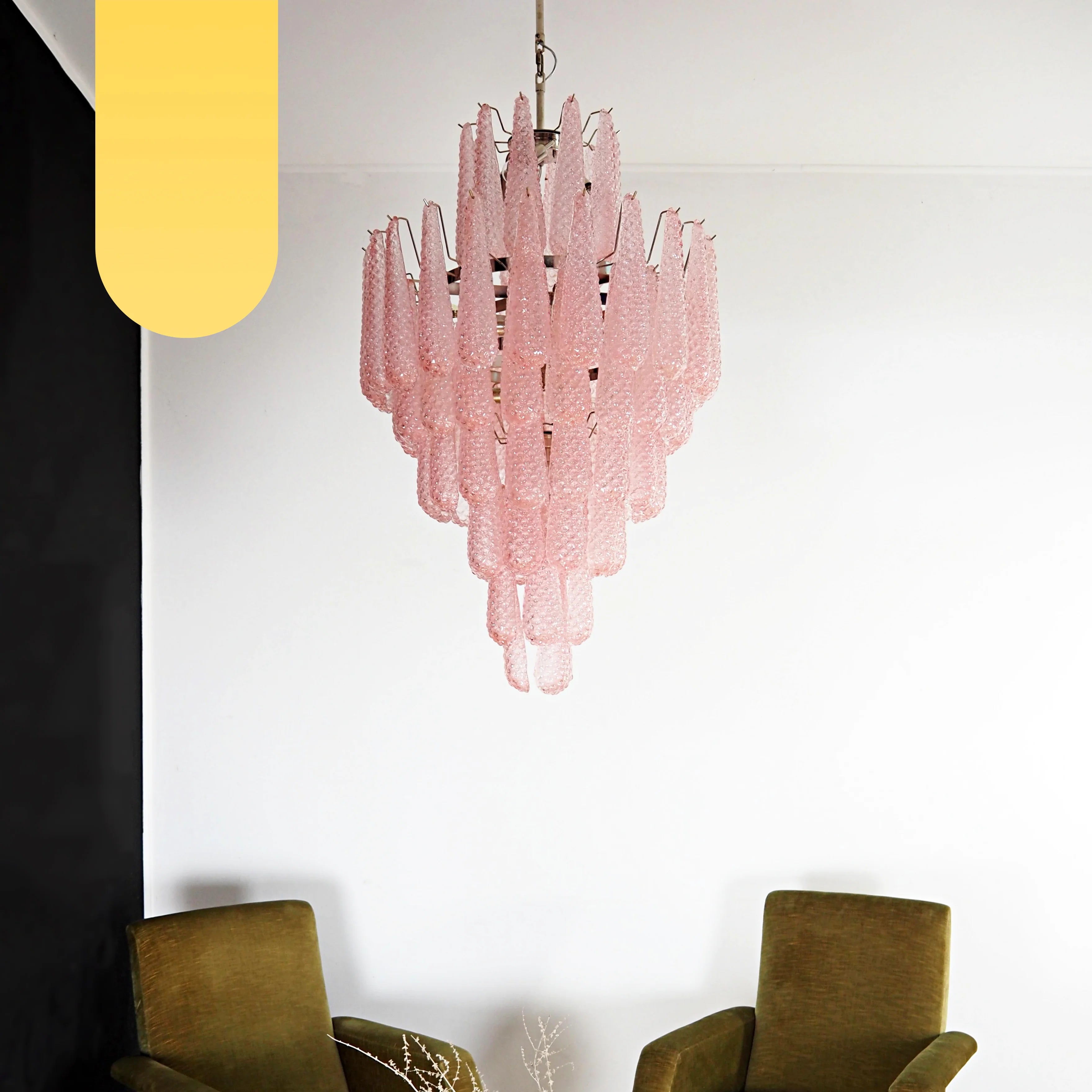 Murano Pink Petals Glass Chandelier