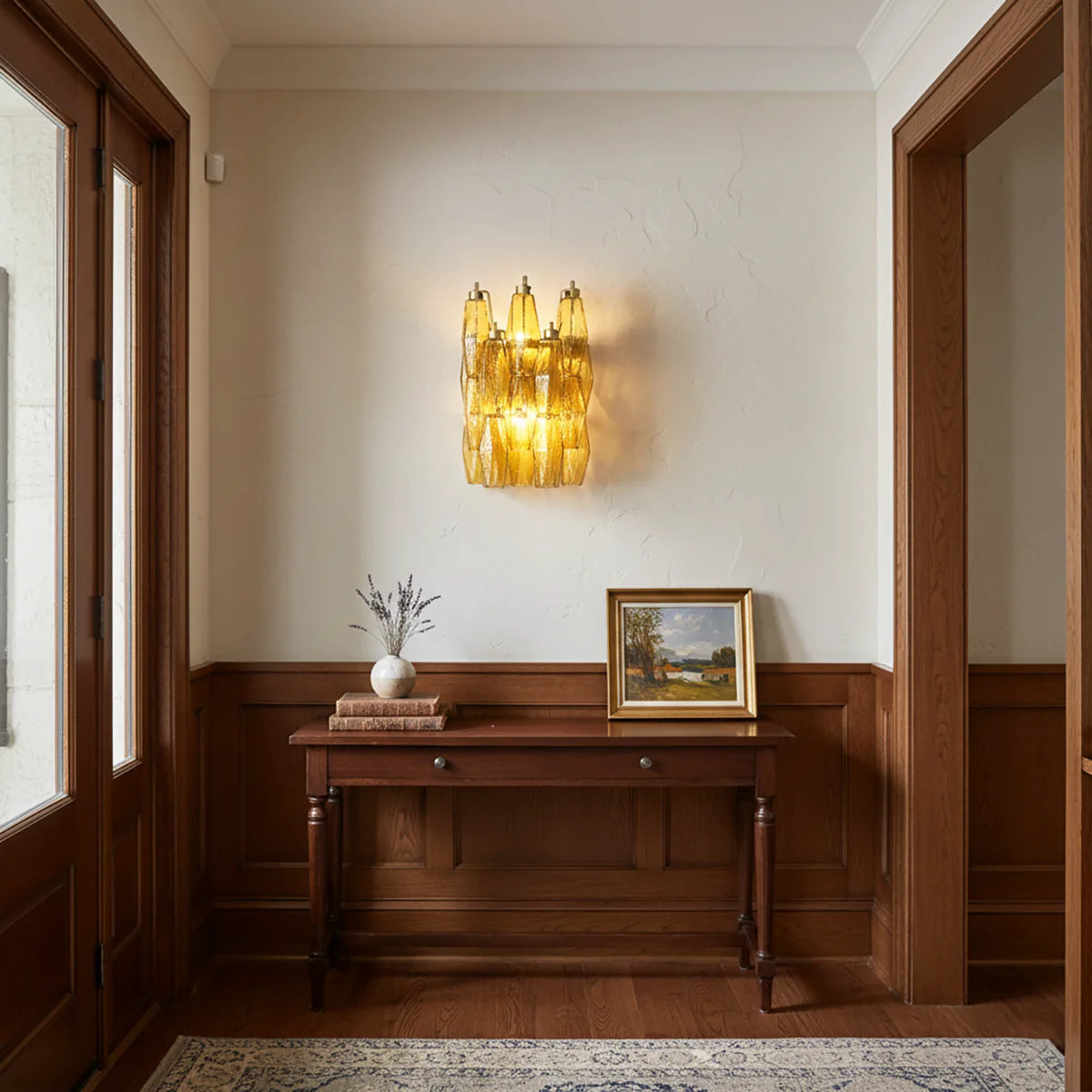Murano Poliedri Amber Glass Wall Sconces