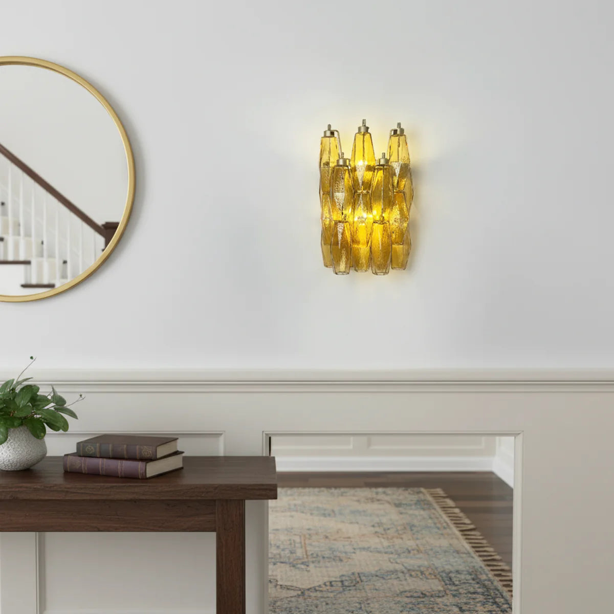Murano Poliedri Amber Glass Wall Sconces
