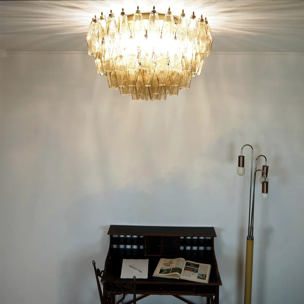 Murano Poliedri Smoked Ceiling Light